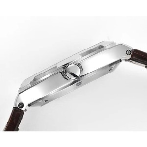Montre décontractée pour homme de luxe tendance haut de gamme avec boîtier en acier inoxydable, bracelet en cuir véritable, mouvement automatique, cadran à aiguilles, résistante à l'eau - Product Image 3