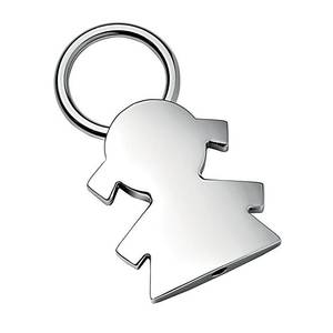 Portachiavi in metallo a forma di ragazza, finitura argento, regalo per donna - Product Image 1