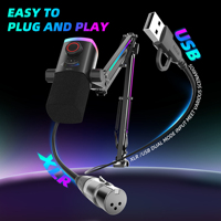 Micrófono Dinámico RGB FIFINE AM8 PROT, Juego de Micrófono USB Tipo-C/XLR 3 en 1, Perilla Digital Programable por Software para Juegos y Transmisión en Vivo