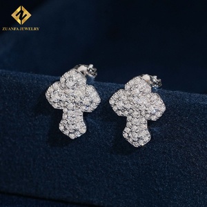 Cross Shape Lab Grown Diamond <b>Stud</b> <b>Earrings</b> Iced Out Cross Cluster <b>Stud</b> <b>Earrings</b> 925 <b>Silver</b> Hip Hop Jewelry for Men Women - Product Image 1