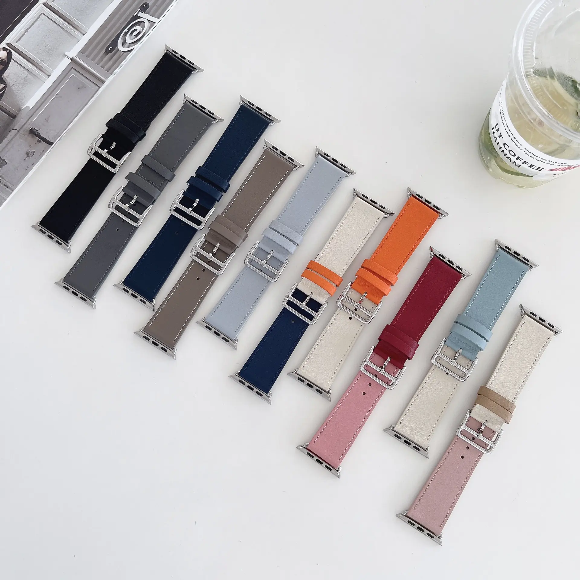 Luxury Vintage Designer Watch Strap Genuine Handmade Leather Sport Quick Release Smartwatch Band for Apple Watch Band