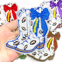Patch brodé personnalisé en sequins pour bottes de cowboy, motif football pour le jour du match, pour vêtements et vestes, vente en gros