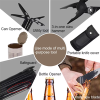 Pince multifonction noire 8-en-1 de qualité supérieure, pince pliante tactique robuste, outil de survie EDC de poche pour le camping et les réparations DIY