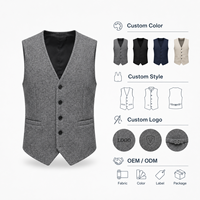 Gilet de Costume Homme Slim Fit Personnalisé avec Logo, Col en V Classique, Simple Boutonnage, Idéal pour Mariage, Fête, Bureau ou Tenue Décontractée