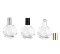 Flacon en verre transparent de luxe en forme de boule à rouler 10 ml Flacon en verre à bille en acier inoxydable