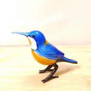 Handmade Glass Kingfisher Bird Figurine Blue Orange Body <b>White</b> Throat <b>Black</b> Legs Animal Sculpture Home Decor <b>Ornament</b> - Product Image 2