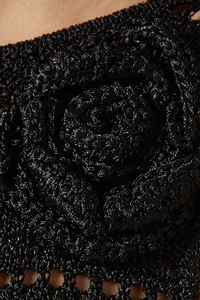 Summer Solid Color Crochet Knit Maxi Dress Sleeveless Cutout Neckline Beach Cover up Double Side Slits Dress for <strong>Women</strong> - Product Image 3