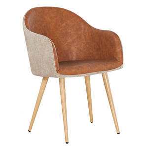 Restaurant Home chaises de salle à manger rembourrées en cuir brun fauteuils pivotants de luxe avec pieds en métal vente en gros - Product Image 1