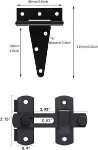 <span class=keywords><strong>Cerniere</strong></span> Moderne a T <span class=keywords><strong>in</strong></span> Acciaio al Carbonio Nero, Chiusura Morbida, Facile Installazione <span class=keywords><strong>per</strong></span> <span class=keywords><strong>Cancelli</strong></span>, Recinzioni e Porte <span class=keywords><strong>in</strong></span> Legno <span class=keywords><strong>per</strong></span> Esterni - Product Image 5
