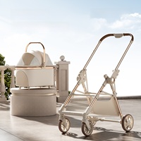 Carrito de Lujo Ligero y Ajustable para Mascotas con 4 Ruedas, Plegable, Ultraligero, Desmontable y Portátil para Viajes