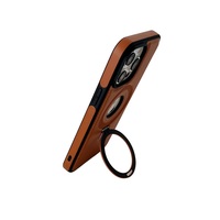 Étui de téléphone en cuir magnétique avec support d'anneau en métal pour iPhone 15 16 Pro Max, vente chaude, étui en cuir véritable OEM, étui en PU