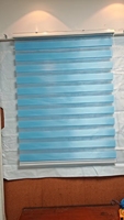 Persianas Enrollables Motorizadas Modernas e Inteligentes, Persianas Automáticas Zebra para Ventanas, Cortinas Opacas de Tela con Diseño Veneciano Integrado, Material de Poliéster
