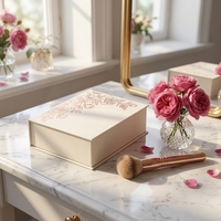 Boîte cadeau de luxe pour parfum, conçue sur mesure, avec fermeture magnétique, gaufrage, matériaux recyclés et support intérieur en forme de livre