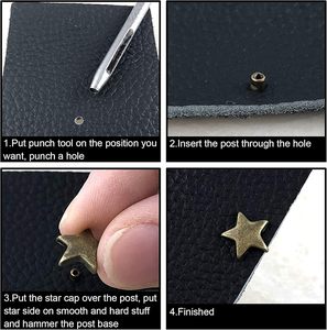 INKNOTE Sets Colors Metal Star Rivets Five Pointed Nails Garment Leather Tacks Studs And Spikes For Clothing Bags Belts Dog Collar - Product Image 4