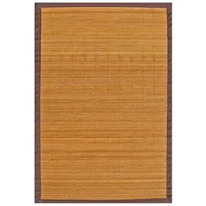 Eco-friendly 122 x 183 cm 2 Inch Nylon Trim Tan Slat Bamboo Carpet and Rug
