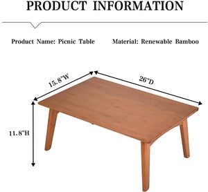 Modern Portable Bamboo <strong>Folding</strong> <strong>Coffee</strong> <strong>Table</strong> No Assembly Required Bedroom Furniture Low Tea <strong>Table</strong> Sitting Floor Walnut Large - Product Image 2