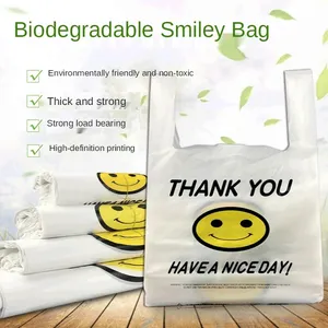 50 шт., биоразлагаемый экологичный пластиковый пакет со смайликом