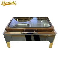 Réchaud de buffet hydraulique rectangulaire en acier inoxydable 304 avec couvercle en verre pour la restauration