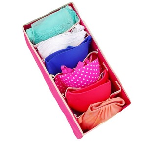 Rose <b>Red</b> And Beige Lingerie Storage <b>Box</b> Set 4 Pieces Fabric Bra Organizer Underwear Sock Storage Drawer Divider Rectangle Shape - Product Image 5