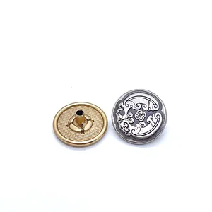 Botões de pressão de metal para camisas muçulmanas de liga de zinco com logotipo personalizado, botão de pressão para roupas