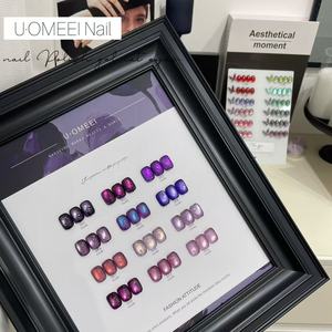 Uomeei 12-Màu Nho Tím Mèo Mắt Men Gel Thủy Tinh Bead Set Pháp Phong Cách LED Đèn Nguồn Cho Móng Tay Tự Làm Hoặc Cửa Hàng Sử Dụng - Product Image 2