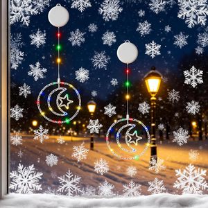 Guirlandes lumineuses LED étoiles et lunes, indice de protection IP44, fonctionnant sur piles, ventouses pour décoration de Noël, fenêtres/<span class=keywords><strong>balcon</strong></span>/fête/mariage - Product Image 5