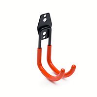 Crochets de rangement doubles robustes RHETECH pour garage, en acier et PVC, orange, fixation murale, capacité 40 kg, garantie 3 ans, à visser
