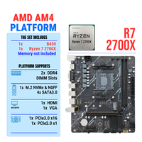 Nouvelle carte mère PANDL B450 MATX avec processeur AMD Ryzen 7 2700X et 2 emplacements DDR4, prise en charge XMP Gen3 X4 NVME M.2