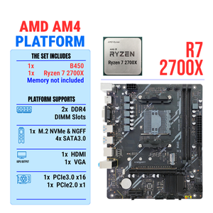 เมนบอร์ด PANDL NEW B450 MATX คอมโบพร้อมซีพียู AMD <span class=keywords><strong>Ryzen</strong></span> 7 <span class=keywords><strong>2700X</strong></span> รองรับ DDR4 2 ช่อง รองรับ XMP Gen3 X4 NVME M.2 เมนบอร์ด B450 - Product Image 1