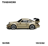 Modèle de voiture miniature TimeMicro TM 1:64 en métal moulé sous pression, édition Beige Auto Show, RWB 964
