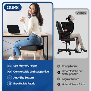 Cojín de Asiento Médico de Espuma Viscoelástica Grande <span class=keywords><strong>para</strong></span> Silla de Oficina, Cojín de Cuña Grueso y Firme con Base Antideslizante - Product Image 6