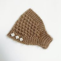Topi Kupluk Rajut Tangan Wanita Dewasa Musim Gugur Musim Dingin, Penutup Rambut Putih, Pelindung Telinga Hangat, Kancing, Desain Nanas Baru, Serbaguna