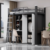 Lit superposé en métal avec bureau intégré, cadre en métal blanc, lit combiné simple, lit supérieur pour dortoir scolaire