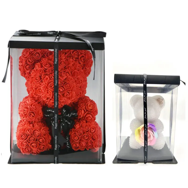 SN-Z1026 Wholesale 25cm 40cm 60cm PE Foam Valentine's Day Gift Box Artificial Teddy Rose Bear