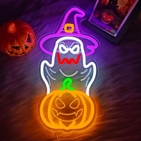 Série Halloween : Enseigne néon LED fantôme, citrouille, squelette – Lumière murale en acrylique personnalisable pour décoration murale intérieure de fête d'Halloween