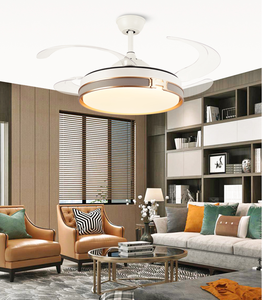 Thiết kế hiện đại trang trí nội thất 48 "tinh khiết động cơ có thể thu vào lưỡi vô hình Slient quạt trần với đèn, Vòng đèn trần cho phòng khách - Product Image 4