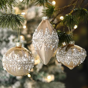 Champagne Christmas Ball <b>Ornaments</b> Xmas Baubles Shatterproof Foam Beaded Sequined Glitter Balls Hanging Xmas <b>Tree</b> <b>Ornaments</b> - Product Image 5