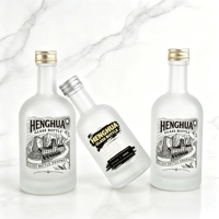 En stock, bouteille en verre givré pour spiritueux de 10 cl, 20 cl, 33 cl, 37,5 cl, 50 cl, pour vodka, whisky, rhum, gin, avec bouchon à vis en aluminium