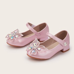 Sepatu Baru Musim Semi untuk Anak Perempuan dengan Gaya Putri, Kristal Berlian, Pita Kupu-kupu, Hak Tinggi, Sepatu PU - Product Image 4