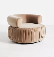 Fauteuil individuel moderne et luxueux en velours plissé, pivotant, pour salons et hôtels - Vente directe usine