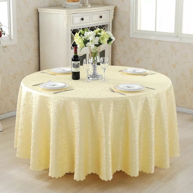 120'' Wedding Decoration Round Table Cloth Polyester Jacquard Fabric Table Cloth