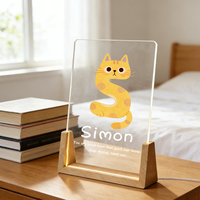 Lampe en acrylique personnalisée avec photo et base en bois de hêtre - Design personnalisé, cadeau idéal pour les enfants, la famille et les meilleurs amis