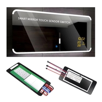 Interrupteur intelligent à double bouton tactile 12V 4A avec capteur LED pour miroir, variateur 3 modes, fonction anti-buée et affichage de l'heure/température IP22