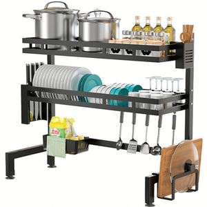 Produit phare : Égouttoir à vaisselle métallique pour cuisine, égouttoir à vaisselle sur évier, égouttoir à vaisselle en acier inoxydable à 2 niveaux pour cuisine - Product Image 6