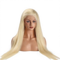 Perruque en Cheveux Humains Vierges en Promotion, Couleur Blonde 613, Lisse Soie, Perruque Frontale HD Transparente 13x4 Sans Colle, Pré-coupée avec Ligne de Cheveux Naturelle