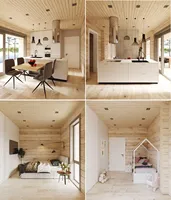 Kit de Maison en Bois Moderne de 85m² Style Écologique Préfabriqué DIY Cabane Modulaire 2 Chambres