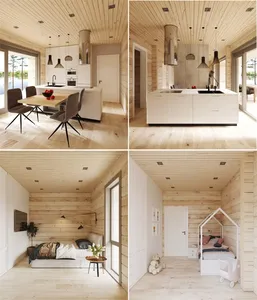 Bộ nhà gỗ lắp ghép hiện đại 85m², thân thiện với môi trường, làm từ gỗ, tự xây dựng, kiểu nhà <span class=keywords><strong>cabin</strong></span>, mô đun, 2 phòng ngủ - Product Image 6