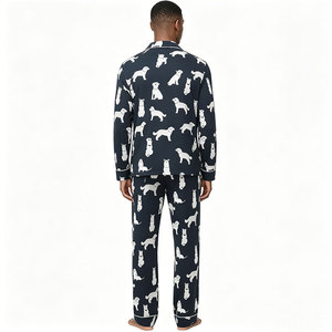 Conjuntos de Pijamas para Hombre, Conjuntos de Salón de Fibra de Bambú, Pijamas con Estampados Personalizados, Ropa de Dormir de Talla Grande, Ropa de Dormir de Manga Larga para Hombre, Venta al por Mayor - Product Image 5