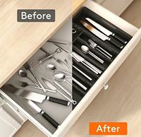 Organizador de cubiertos expandible para cajones, bandeja divisora ajustable con hebilla para utensilios de cocina, separador de almacenamiento de cubiertos.