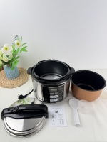 Cuisinière électrique multifonction intelligente en acier inoxydable 10-en-1 avec écran LED, pression réglable, capacité de 5,1 à 6,0 L, 1400 W